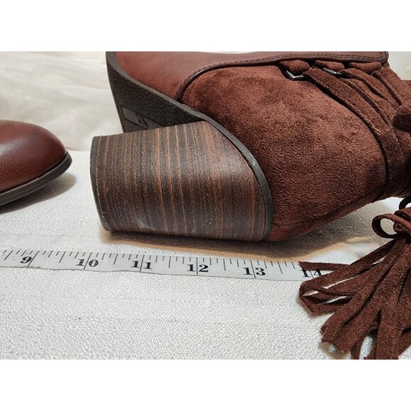 NEW DIRECTIONS JOJO WOMEN 9 DARK BROWN CEDAR WEDGES CONTEMPORARY STYLISH BOOTIES - Picture 11 of 13